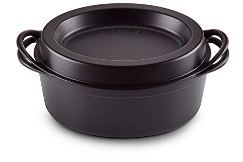 LE CREUSET Cacerola Doufeu de Hierro Fundido, Ovalada, Ø 35 cm, Apto para Todas Las Fuentes de Calor, Incl. inducción, Negro Mate