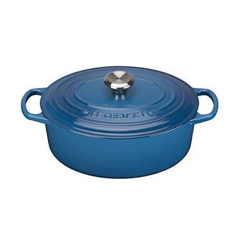 Le Creuset Colección Signature Hierro Fundido Cacerola Oval, Azul Marseille