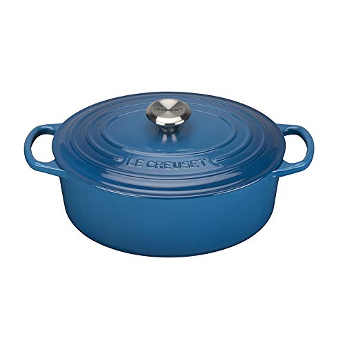 Le Creuset Colección Signature Hierro Fundido Cacerola Oval, Azul Marseille