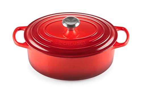 LE CREUSET Colección Signature Hierro Fundido Cacerola Oval, Rojo (Cereza), 25 cm