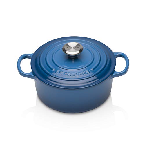 Le Creuset Evolution Cocotte con Tapa, Redonda, Todas Las Fuentes de Calor Incl. inducción, 1,8 l, Hierro Fundido, Azul(Marseille), 18 cm