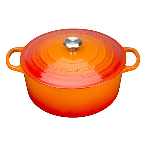 Le Creuset Evolution Cocotte con Tapa, Redonda, Todas Las Fuentes de Calor Incl. inducción, 2,4 l, Hierro Fundido, Naranja(Volcánico), 20 cm