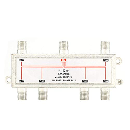 LeftSuper Divisor de señal de satélite, Antena de satélite de 6 vías, Distribuidor de Divisor de señal de TV por Cable para SATV/CATV