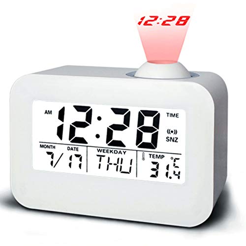 Li-lamp Reloj de proyección, Voz Led Reloj Despertador Cuarzo Reloj Despertador electrónico Creativo Luminoso Luminoso Lindo Calendario de Escritorio Dormitorio Adornos