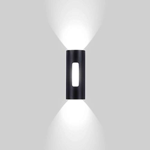 Lightess 18W Aplique de Pared LED Lámpara Exterior Impermeable IP65 Luz Moderna Arriba Abajo Luz de Aluminio Iluminación para Jardín, Patio, Entrada, Camino, Balcón, Negro, Blanco Frío 6000K