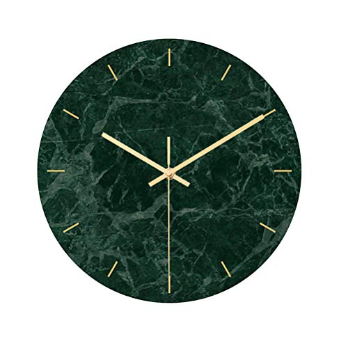 LIOOBO - Reloj de pared moderno con impresión UV - Reloj de pared de mármol verde oscuro decorado con grano - Reloj de acrílico sin batería para oficina