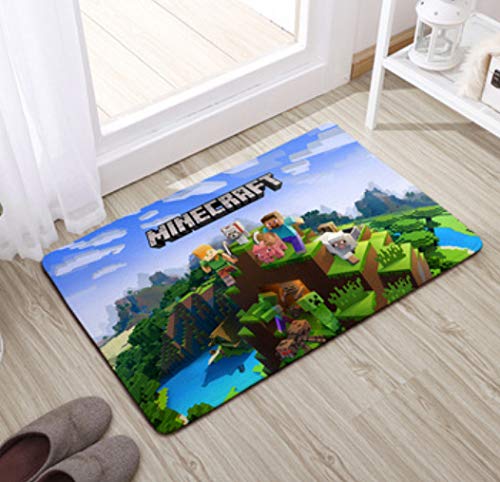 llc Alfombra Rectangular De Terciopelo Corto Decoración del Hogar para Niños Cómodo Baño Otomano Alfombra Antideslizante para Piso Dibujos Animados Nórdicos Anime Minecraft