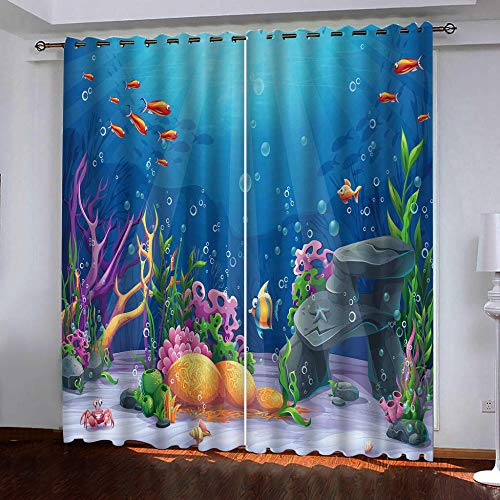 LLWERSJ Cortinas Opacas Buscando a Nemo Cortinas Opacas De Térmica Aislante Adecuado Cortina Blackout con Ojales Dormitorio habitación Infantil 2Paneles 2x75x166cm(An x Al)