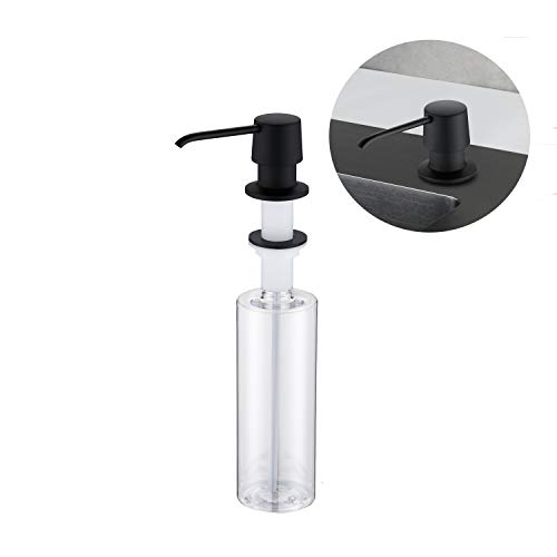 Lonheo Dispensador de jabón negro cocina Incorporado, con botella de 500 ML, Dosificador Jabón universal cocina dispensador moderno para fregadero de cocina