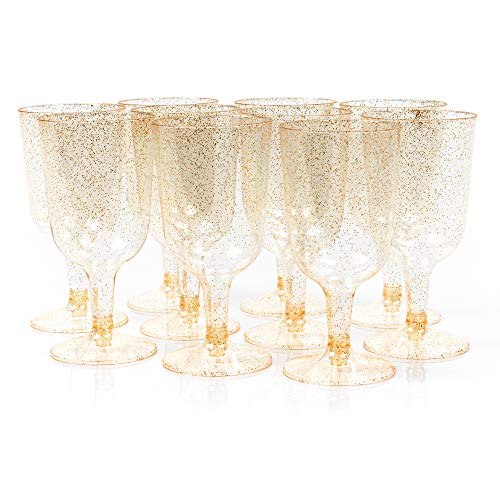 Matana 50 Copas de Vino Transparentes con Brillo Dorado, 170ml - Elegante, Resistente y Reutilizable.