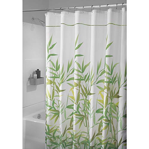 mDesign Cortina de baño antimoho - 180 cm x 200 cm - Cortina de ducha con 12 ojales reforzados - Cortina de ducha impermeable verde