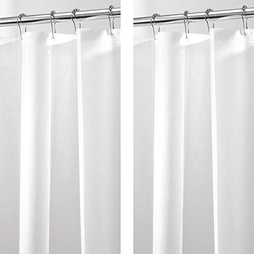 mDesign Juego de 2 Cortinas ducha de PEVA – Cortina de baño libre de PVC con 12 agujeros reforzados – Cortina bañera – blanco