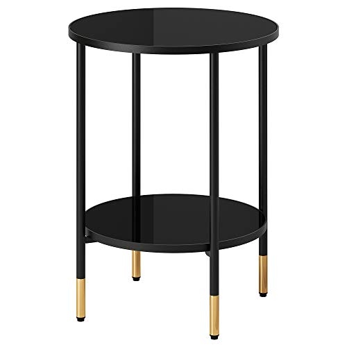 Mesa auxiliar ÄSPERÖD 60x Ø45 cm negro/cristal negro