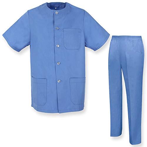 MISEMIYA - Casaca Y PANTALÓN Mujer Uniforme Laboral CLINICA Hospital Limpieza Veterinaria SANIDAD HOSTERERÍA- Ref.8328 - S, Celeste