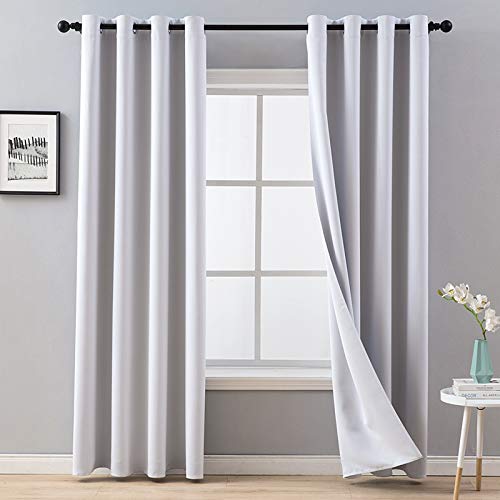 MIULEE 2 Piezas Navidad Cortinas Opacas Resistente al Calor y La Luz para Salón Dormitorio Cortina Gruesa y Suave para Oficina Moderna Decorativa Reducción de Ruido Gris Blanco 117x228cm