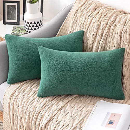 MIULEE 2 Unidades Fundas de cojín para sofá Almohada Caso de Diseño Compuesto de Polar Fleece Cómodo Decoración para Habitacion Juvenil Sofá Comedor Cama Dormitorio Oficina 30 x 50cm Verde