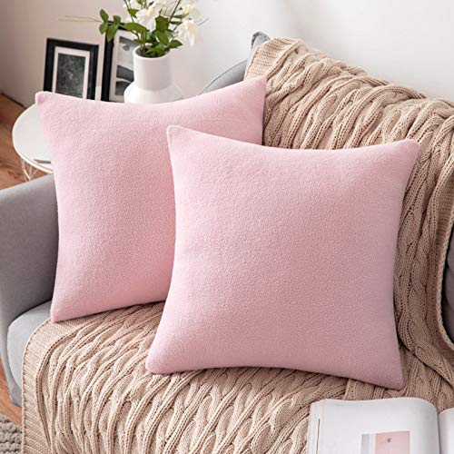 MIULEE 2 Unidades Fundas de cojín para sofá Almohada Caso de Diseño Compuesto de Polar Fleece Cómodo Decoración para Habitacion Juvenil Sofá Comedor Cama Dormitorio Oficina 45 x 45cm Rosa