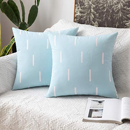 MIULEE 2 Unidades Fundas de cojín para sofá Almohada Caso de Diseño Compuesto de Rayas Cortas Cómodo Decoración para Habitacion Juvenil Sofá Comedor Cama Dormitorio Oficina 45x45cm Azul Claro