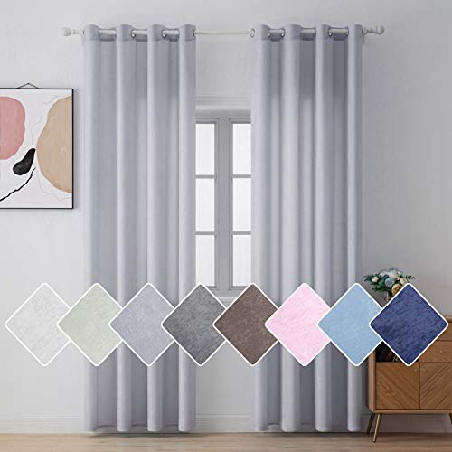 MIULEE Regalo 2 Cortinas Modernas para Ventana Super y Cómodas Decorativas para Casa Visillos Semitraslúcidos con 8 Anillas para Habitación Salón Cuarto Dormitorio 140 * 175cm Color Plateado