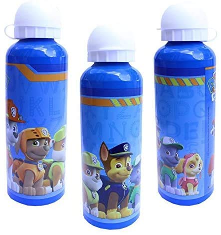 ML Una Botella de Agua de Aluminio para niños y niñas, Patrulla Canina Paw Patrol Pup Team cantimplora térmica a Prueba de Fugas sin BPA para Levar a la Escuela y Deportes el Termo 500ml Azul