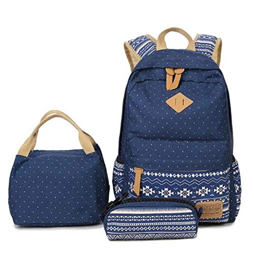 Mochilas Escolares Juveniles Mochila Escolar Juveni Conjunto de 3 para Universitarias Colegio Mochila Bolso Chicas Chico Niña Backpack Bolsa de Hombro Bolsos Estuche Billetera Impresión Azul