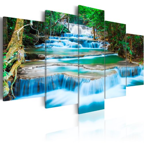 murando - Cuadro en Lienzo Cascada 200x100 cm Impresión de 5 Piezas Material Tejido no Tejido Impresión Artística Imagen Gráfica Decoracion de Pared Naturaleza Paisaje 030212-101