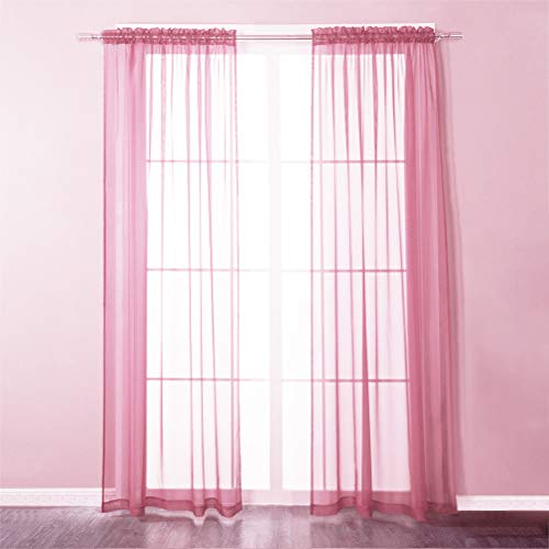 N\A THETHO 2 pcs Cortinas Salon Translucidas de 140x241cm Visillos Dormitorio Rosa Visillos para Ventanas Cortinas Comedor