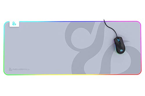 Newskill Nemesis V2 Ivory Alfombrilla Gaming RGB con Base de Goma Natural y Superficie de microfibras (retroiluminación RGB Alrededor de la Base) - Tamaño XL - Color Blanco