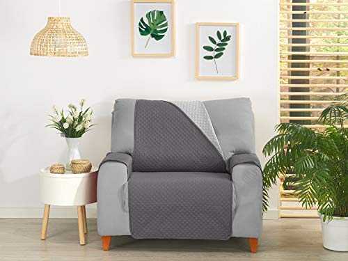 NH NOVOTEXTIL HOGAR Funda Cubre Sofá, Protector para Sofás Reversible.Varios tamaños Disponibles (Sofa 1 Plaza/Relax, Gris)