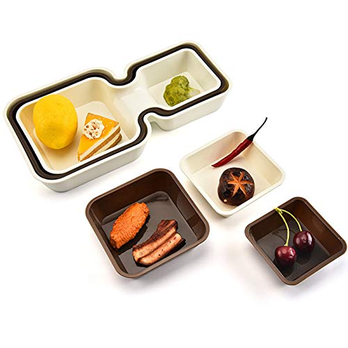 NO Yisika Bandejas Apilables,Servir Platos,6 Piezas Cuencos de Inmersión Cuenco de Condimento para Aperitivo,Sushi,Aperitivo,Postre