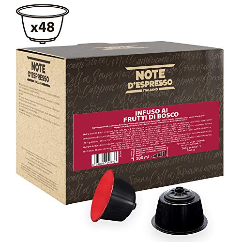 Note D'Espresso Cápsulas de Tisana de Frutas del Bosque Exclusivamente Compatibles con cafeteras de cápsulas Nescafé* y Dolce Gusto* 48 Unidades de 3g, Total: 144 g