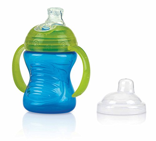 Nûby Taza Swirl antigoteo con asas, azul 240ml - 6 meses