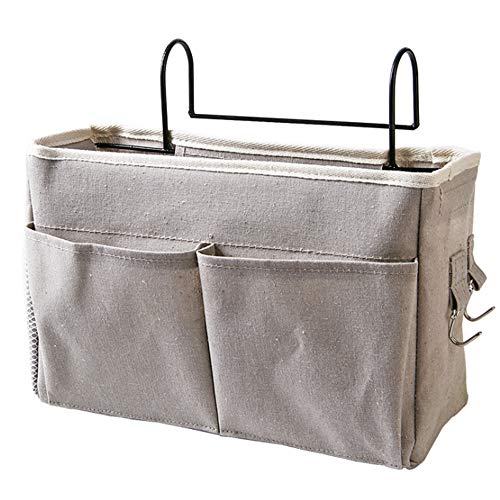 Nuluxi Organizador de Baldas Colgantes en Lona Organizador Colgante Compacto de Algodón Lona Organizador Canasta de Cama Adecuado para Literas,Dormitorios, Barandillas, Cochecito,Cuna y Silla (Gris)