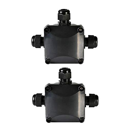 OFNMY 2pcs Caja de Junción Conector de 3 Vías de Interior/Exterior IP68 Impermeable Súper Ø 5.5mm-10.2mm (Negro)