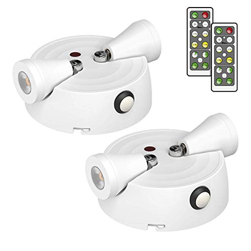 Olafus 2 Paquetes Dual Foco LED para Cuadros, 200LM 2700K Luz Blanca Cálida, con Control Remoto, Función Memoria y Temporizador, Brillo y Angulo Ajustable, para Pinturas, Gráficos, Estatua, Exposición