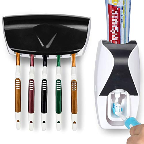 OMZGXGOD - Dispensador de Pasta de Dientes Automático y Portacepillos de Dientes – Práctico Set de Baño Familiar con Soporte de Cepillos de Dientes y Dosificador de Pasta Dental