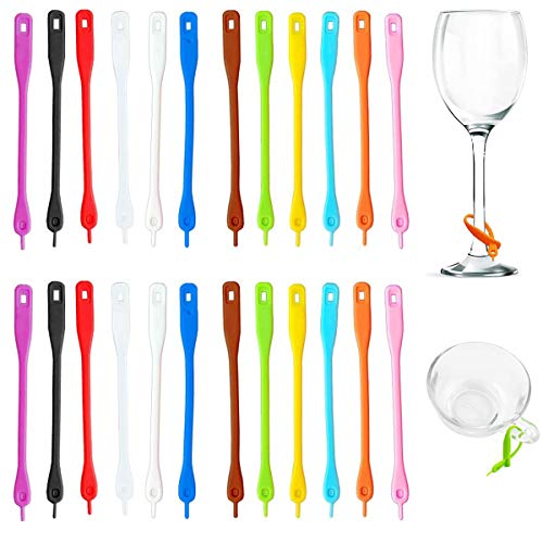 Osuter 48PCS Marcadores de Copas Silicona Marcadores Copas de Vino Set para Familia Bar Fiesta Reconocimiento de Copa