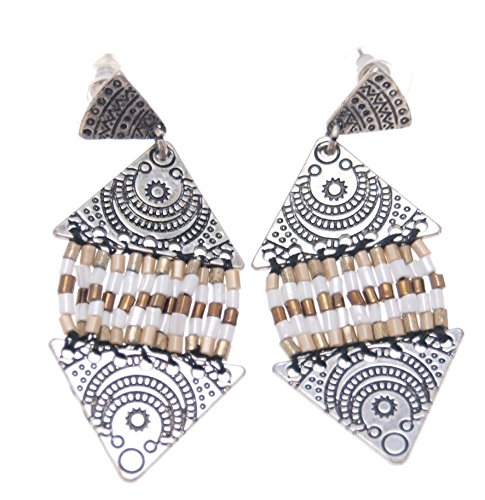 Pendientes Lolilota Ethnic cuentas plata negro