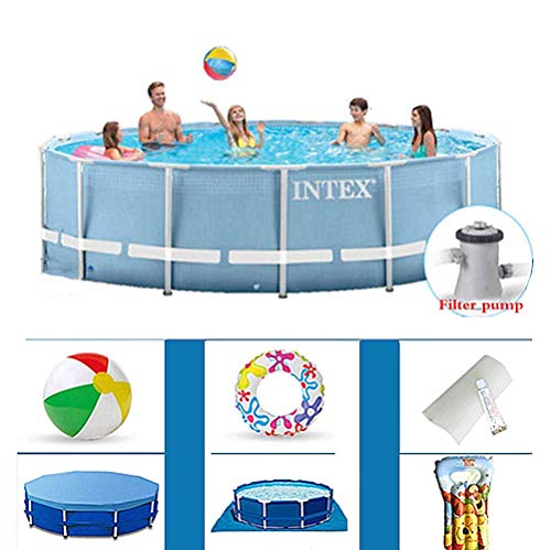 Phil Beauty Piscina Desmontable Tubular Steel por Adultos para Niños 6503L Material De PVC De Grado Alimenticio Apto para 1-8 Personas Regalo De Verano,366x76cm