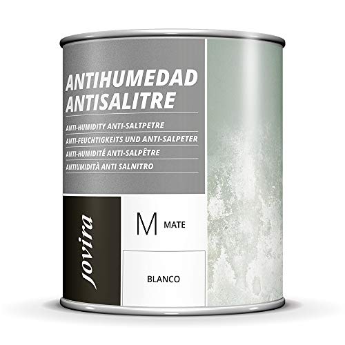 PINTURA ANTIHUMEDAD ANTISALITRE BLANCO MATE impermeabilizante,Protege y aísla fachadas, muros, paredes (750 ML)