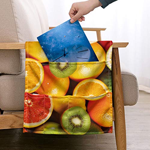 Pizding - Organizador de reposabrazos para sofá, diseño de frutas, con 5 bolsillos, libros, televisión, teléfono celular, revistero para dormitorios universitarios, literas, apartamentos, albergues