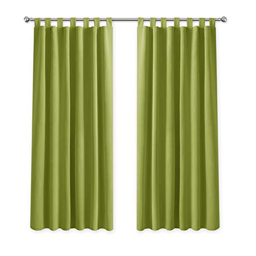 PONY DANCE Cortinas Dormitorio Matrimonio - Cortinas Aislantes Térmicos Frío Calor para Salón, 2 Piezas, 140 x 175 cm, Verde