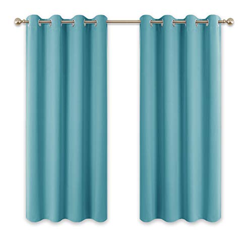 PONY DANCE Cortinas Modernas Termicas Aislantes Azul Claro Dormitorio Infantil Bebe Niño Niña/Decoracion Hogar para Ventana Habitacion Juvenil Telas Antimoscas Gordas, 2 Uds, 117 x 137 cm (An x L)