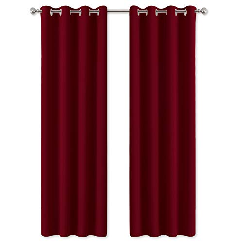 PONY DANCE Cortinas Opacas Modernas - Cortina Térmicas Aislantes con Ojales para Habitación, 2 Piezas, 140 x 245 cm, Rojo