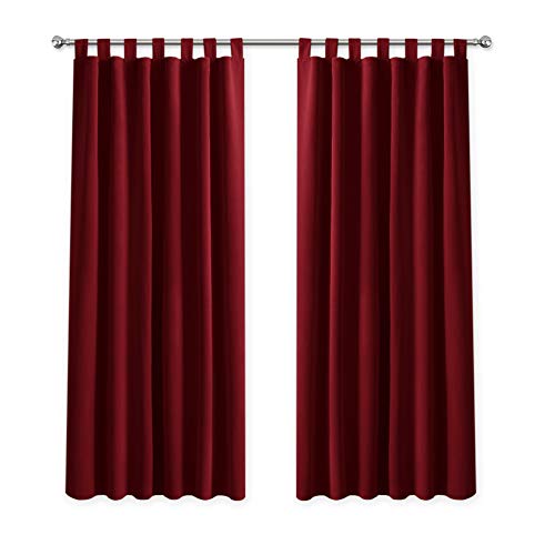 PONY DANCE Cortinas Salón de Navidad - Cortina con Aislamiento Térmico para Dormitorio, 2 Uds, 140 x 175 cm, Rojo