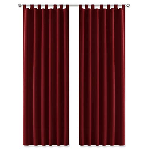 PONY DANCE Cortinas Salón Moderno - Cortinas Opacas con Aislamiento Térmico para Dormitorio Matrimonio, 2 Uds, 140 x 245 cm, Rojo