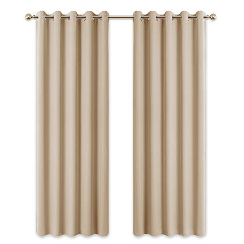 PONY DANCE Jgo de Cortinas Largas Termicas Aislantes Beige Decoracion Hogar Ventana Salon Dormitorio Moderno Cuarto Bebe Oficina Cocina Comedor Probador, 2 Paneles, 167 x 228 cm (An x L)