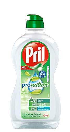 Pril Detergente para lavavajillas Pro Nature, 450 ml, respetuoso con el medio ambiente, con alta capacidad desengrasante y aroma fresco