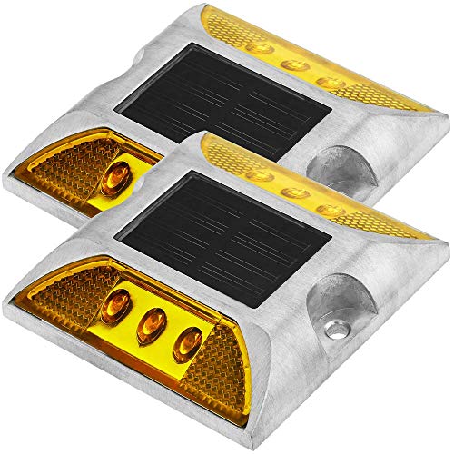 PrimeMatik - Reflector solar LED de carretera. Captafaros para señalización 105x105x20 de aluminio 2-pack