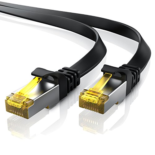 Primewire 30m Cable de Red Cat.7 Plano - Cable Ethernet - Gigabit LAN 10000 Mbit s - Cable de Conexión - Cable Plano - Cable de Instalación - Cable Cat 7 Apantallamiento U FTP PiMF con Conector RJ45